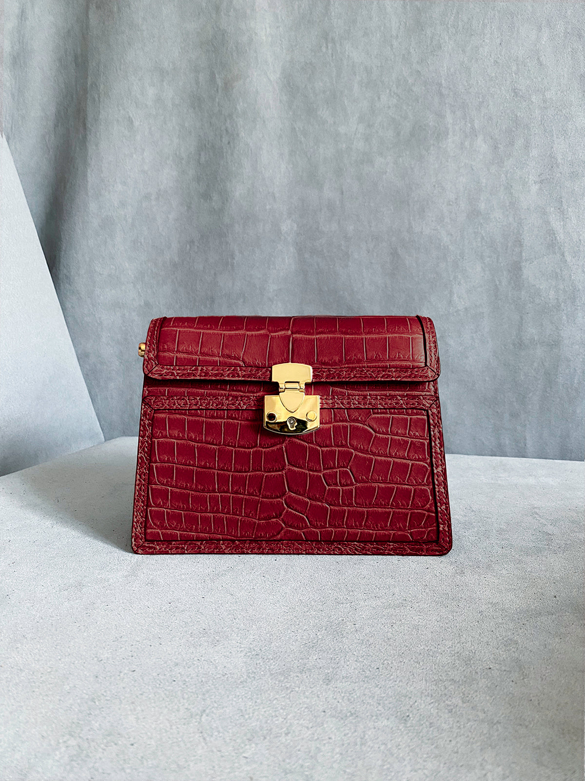 Cookie Shoulder Bag Croco Bordeaux2